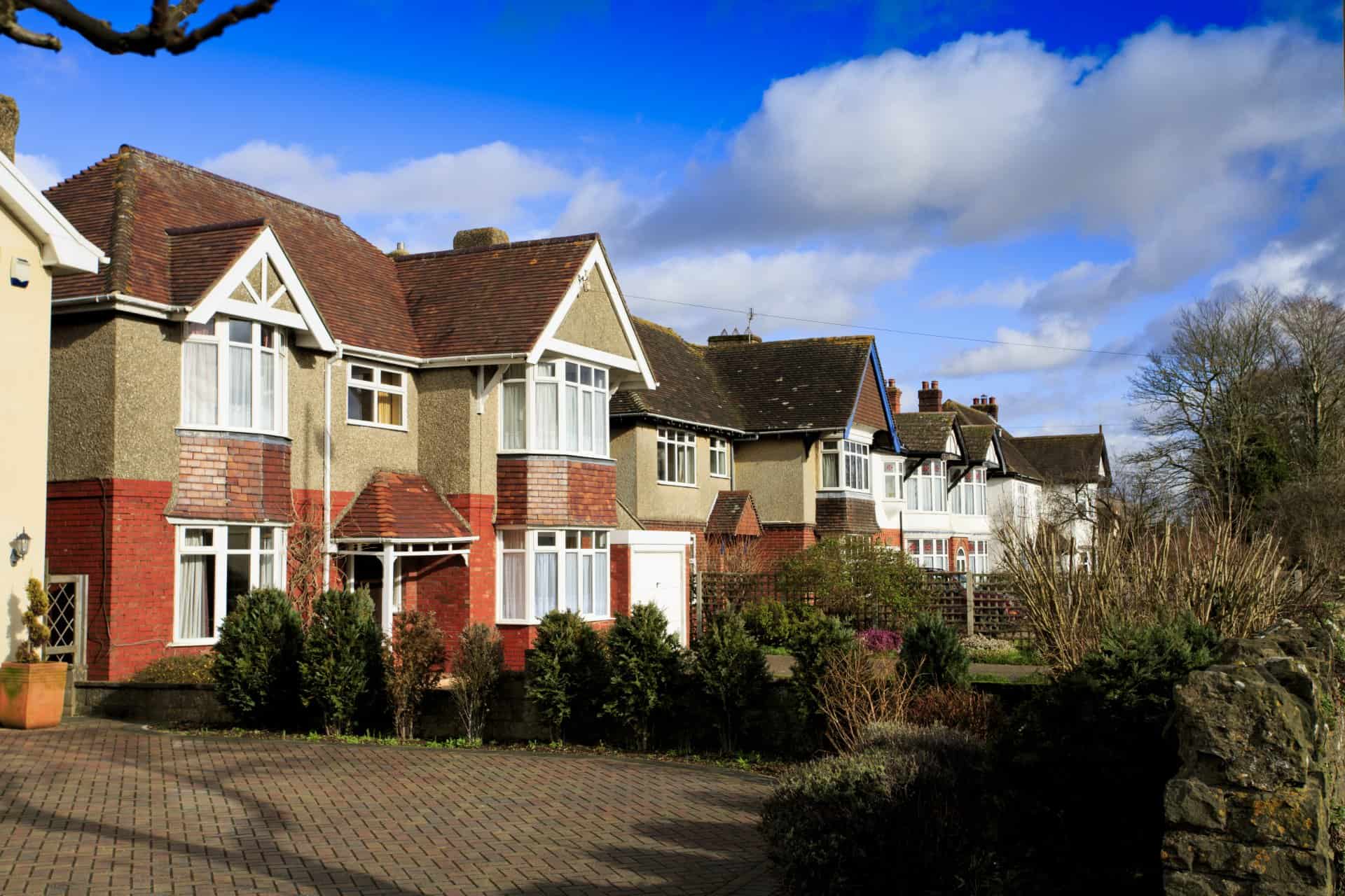 Row of traditional detached houses in Swindon, UK